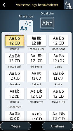 18 betűtípus közül választhat címeihez és webhelye szövegeihez.